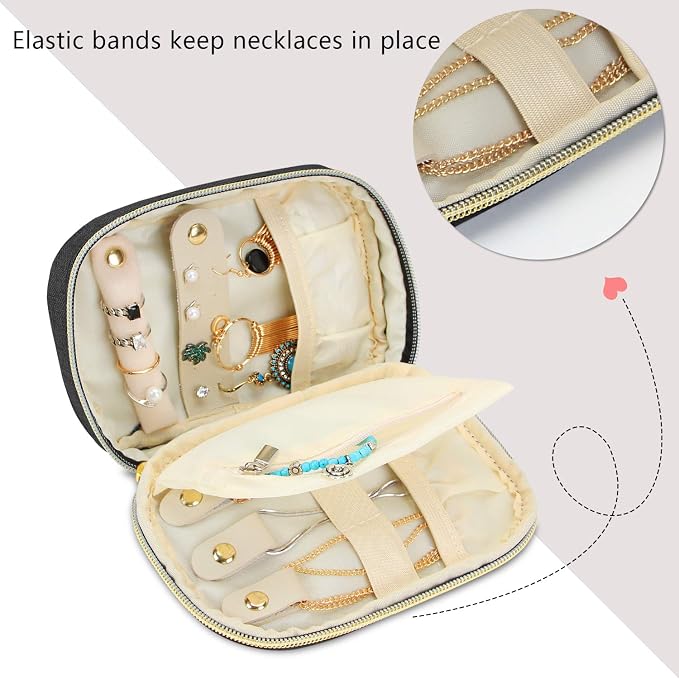 Teamoy Small Jewelry Travel Case, Portable Jewelry Organizer Bag - Image 2