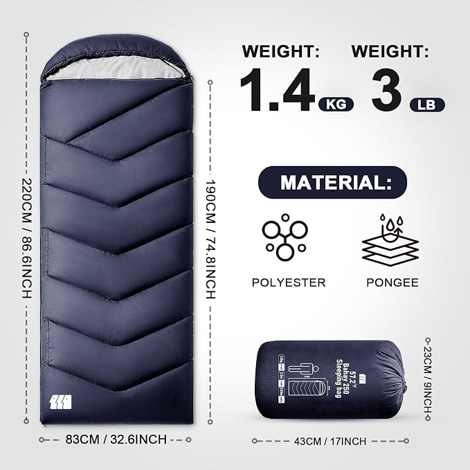 Sleeping Bags for Adults Cold Weather, Waterproof, Lightweight Camping Sleeping - Image 2