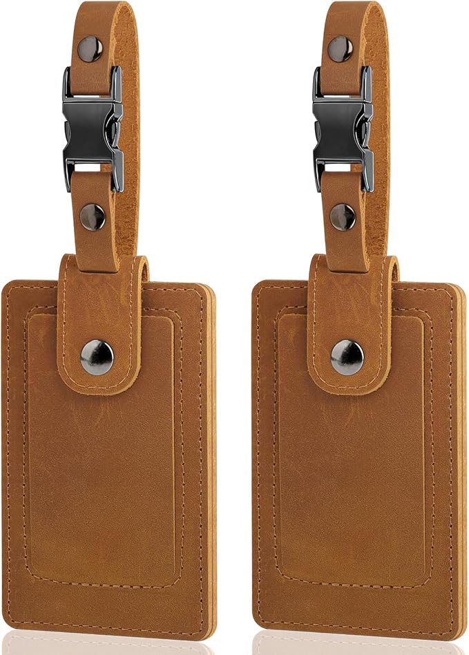 Premium Genuine Leather Luggage Tags by TESKYER
