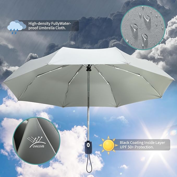 Color Glue Coating Sun Umbrella UV Protection Compact Folding Windproof - Image 3