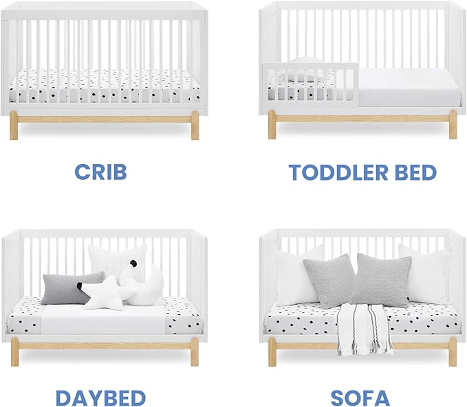 Delta Children Poppy 4-in-1 Convertible Crib, Bianca White/Natural - Image 5