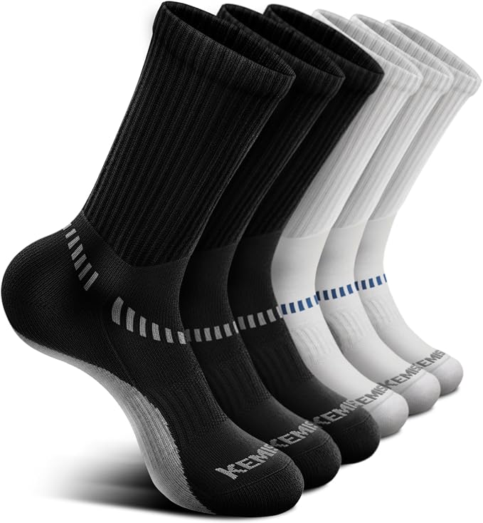BULLIANT Compression Socks for Men 6Pairs, Athletic Crew Socks Cushioned For by BULLIANT