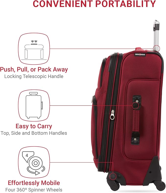 SwissGear Sion Softside Expandable Luggage, Checked-Medium 25-Inch - Image 2
