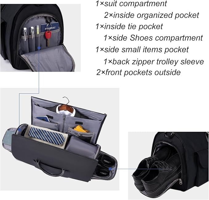 Modoker Garment Convertible Weekender Bag, Carry on Canvas Garment Duffle Bag - Image 3