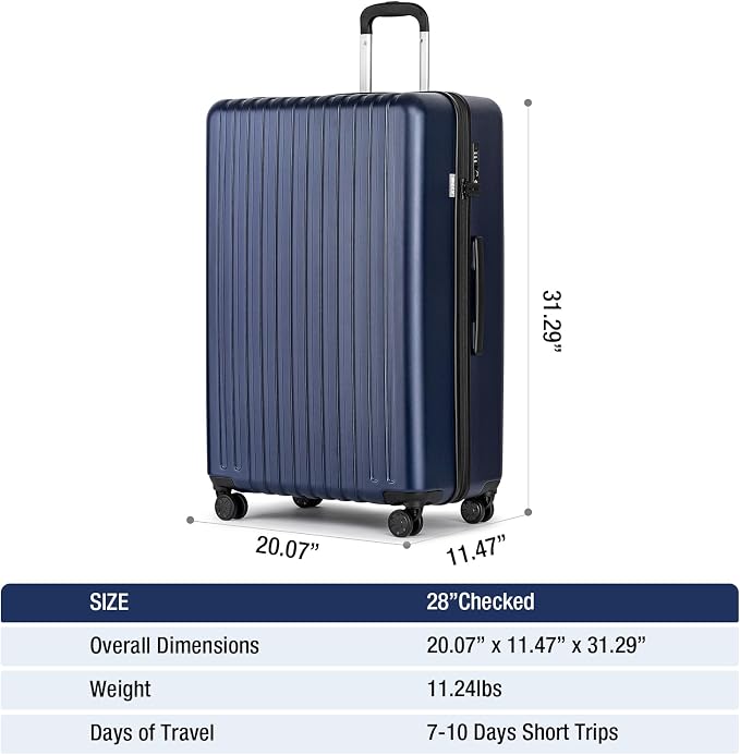 KYME 30-Inch Large Checked Luggage, 100% PC Hardside Suitcase - Image 5