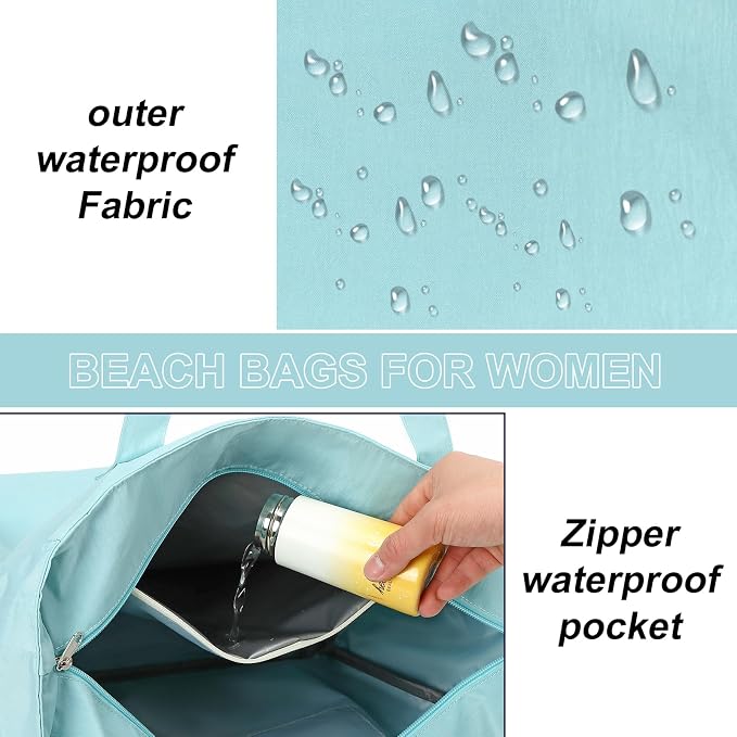 LEDAOU Beach Bag Waterproof Sandproof Women Tote Bag Pool Bag - Image 3