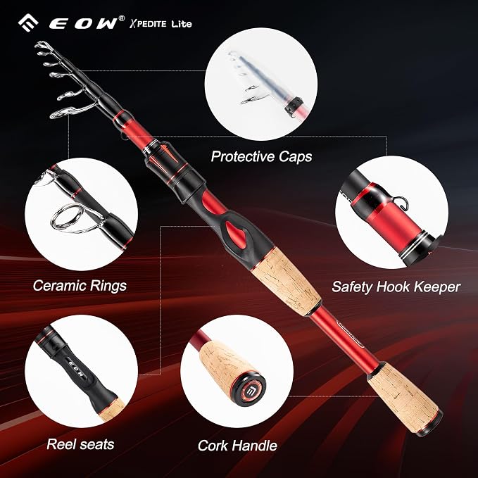 EOW XPEDITE LITE Portable Telescopic Fishing Rods & Combo, Spinning & Casting - Image 5