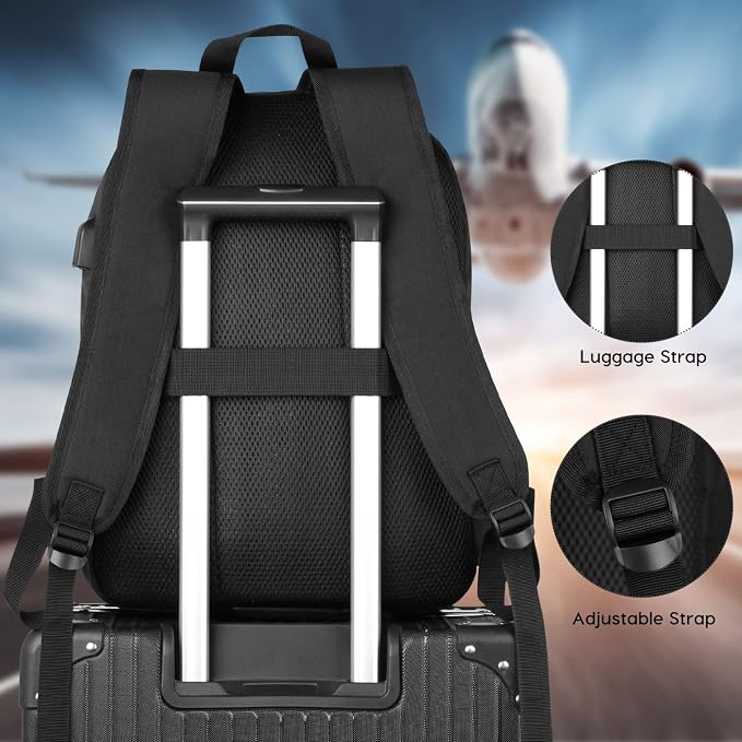 Black Backpack for Women Men, Casual School Backpack Teen Boys and Girls 15.6 - Image 5