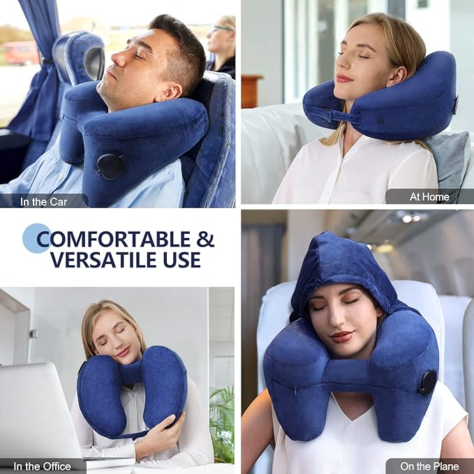 Sunany Neck Pillow for Travel Inflatable Airplane Pillow Comfortably Supports - Image 2