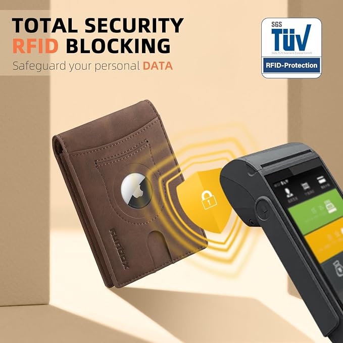 RUNBOX AirTag-Wallet-Mens-Slim-RFID Blocking Wallets Leather - Image 5