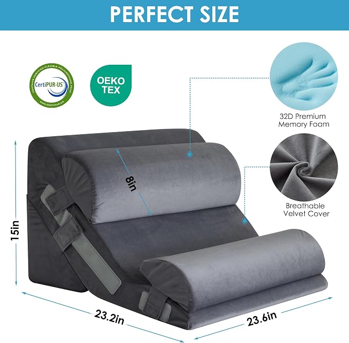 4PCS Bed Wedge Pillow for Headboard, Adjustable Wedge Pillow for Sleep Apnea - Image 4