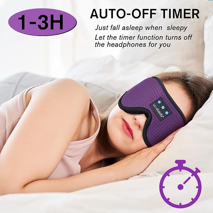 LC-dolida Sleep Headphones, Sleep Mask Bluetooth Wireless Music Eye Mask - Image 4