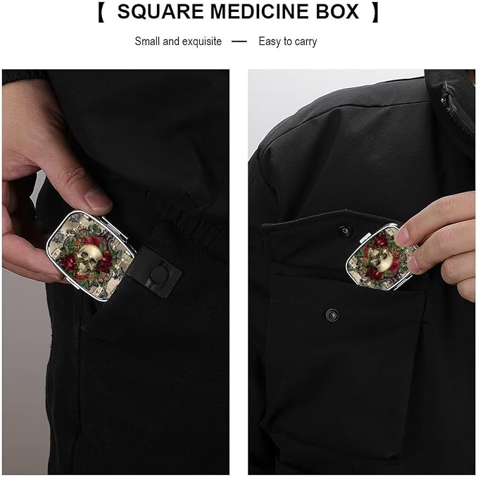 Metal 2 Compartment Pill Organizer Travel Friendly Portable Compact Pill Box - Image 5