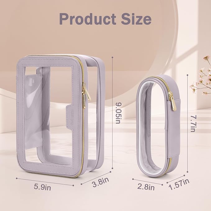 Travel Clear Makeup Bag with Makeup Brush Bag, Leather Makeup Case Toiletry Bag - Image 6