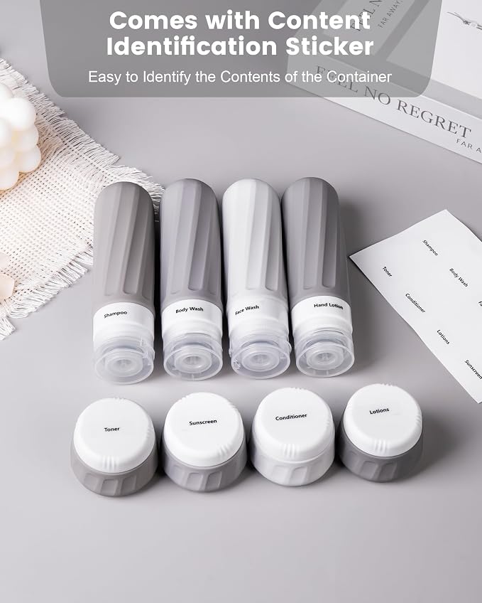 Travel Bottles for Toiletries 8 Pack, Travel Size Toiletries, Tsa Approved - Image 5