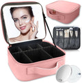 Makeup Bag with Led Mirror, Travel Makeup Organizer with 3 Color Setting & 10X by SUILU