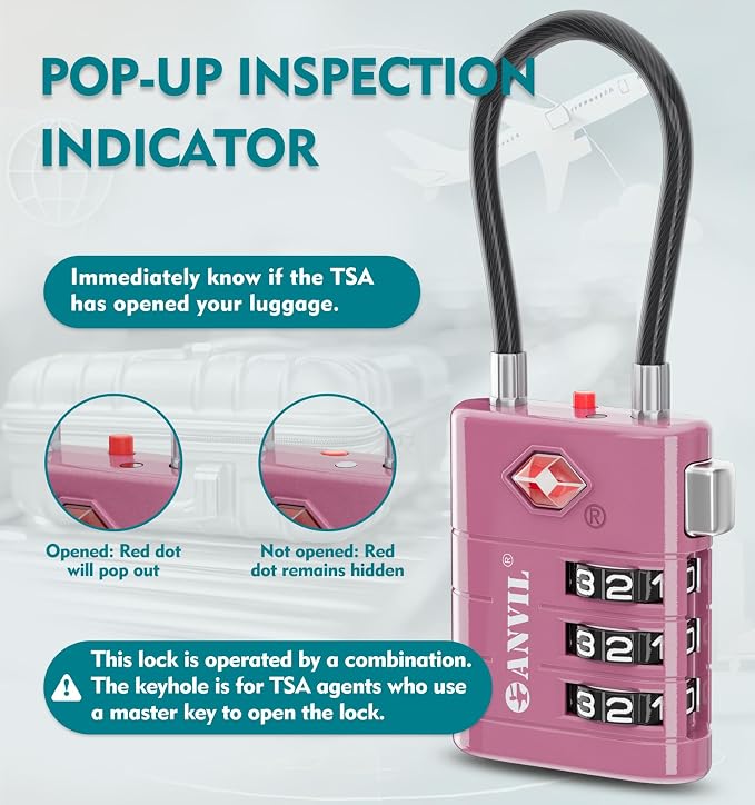 ANVIL TSA Approved Luggage Locks – High Security TSA008 Combination Travel Locks - Image 3