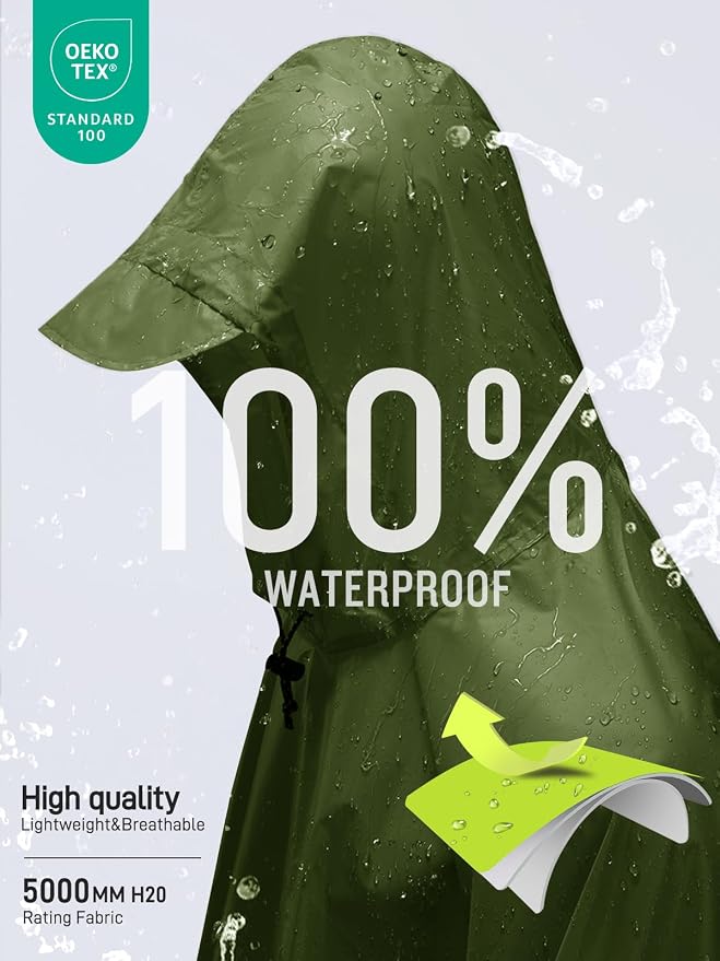 SaphiRose Hooded Rain Poncho Waterproof Raincoat Jacket - Image 3
