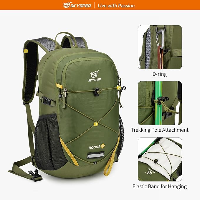 SKYSPER Small Hiking Daypack, 20L Lightweight Travel Backpacks Day Hike Pack - Image 4