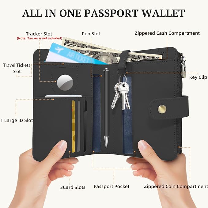 Full Grain Leather Passport Wallet, RFID Blocking Passport Holder - Image 3
