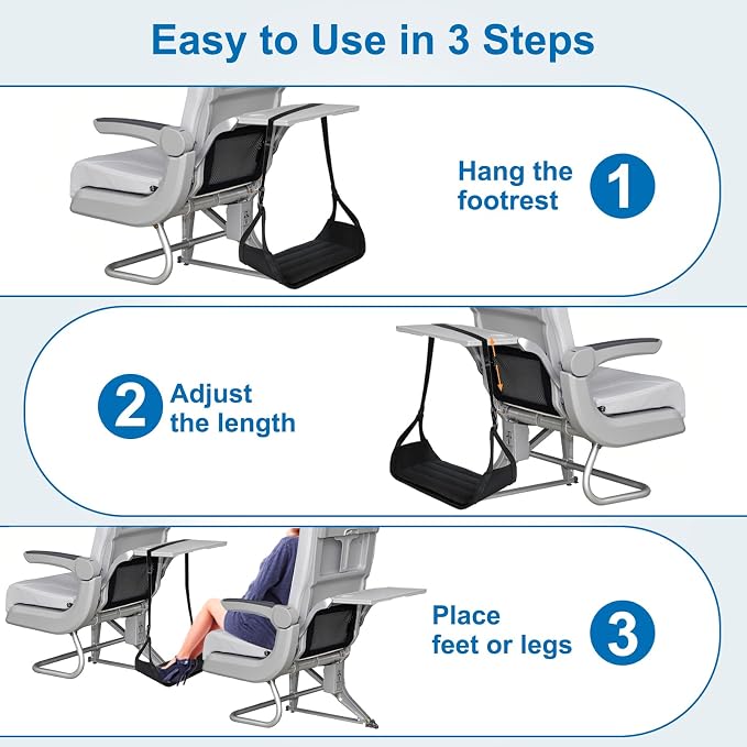 Airplane Foot Hammock （ Memory Foam） 2 in 1 Removable Support Pad， Portable - Image 6