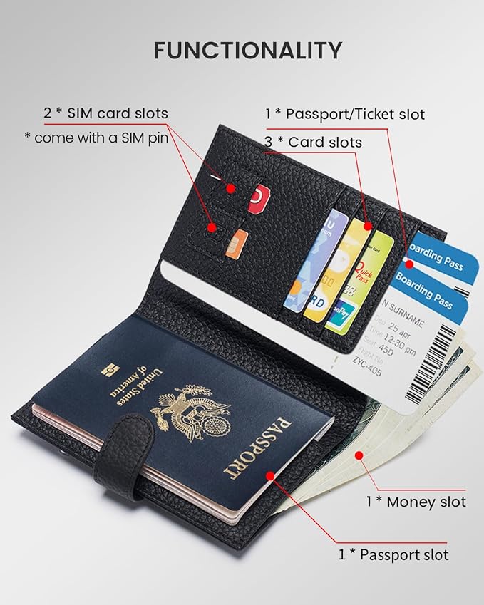 RFID Slim Passport Holder for Man & Women, Compact Leather Passport Wallet - Image 2