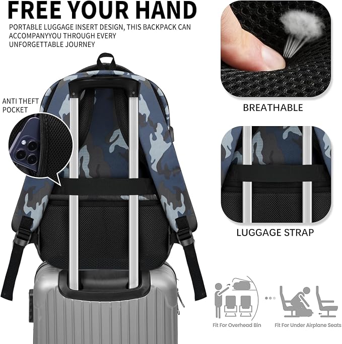 Backpack for Men Women, School Backpack for Boys Girls Teens, 15.6 Inch Laptop - Image 5