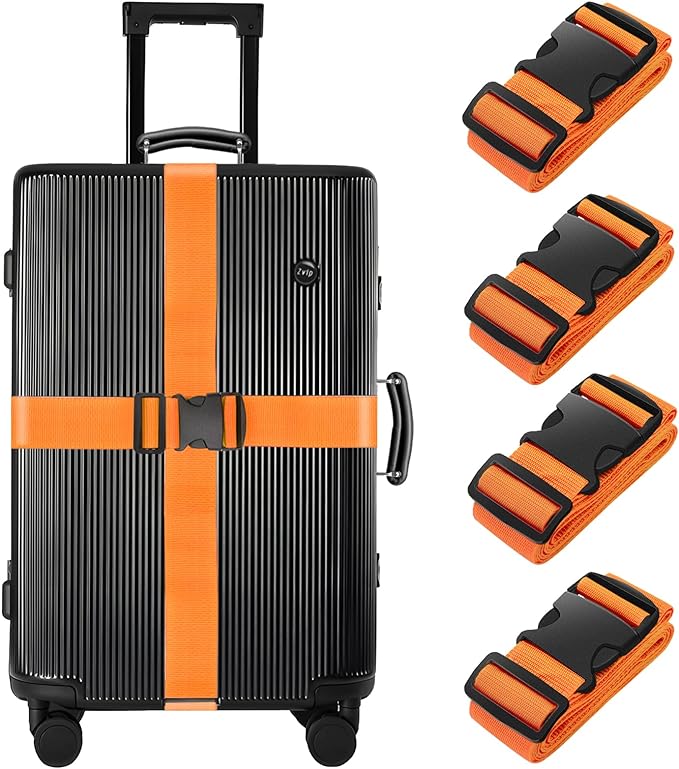 BILIONE 4 Pack Luggage Straps 79" Long Belts Keep Suitcase Secure While by BILIONE