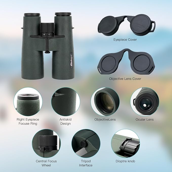 10x50ED Compact Binoculars for Adults – High-Powered BAK4 Prisms, Diamond White - Image 2