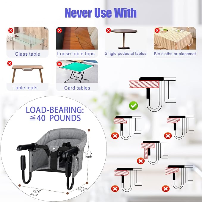 Hook On High Chair, Attach to Fast Table Chair, Clip on High Chairs to Table - Image 3