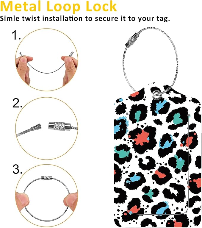 2 Pack Leopard Pattern Luggage Tags - Image 3