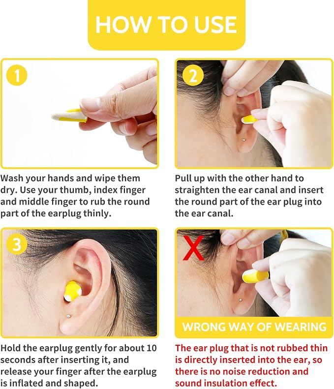 LYSIAN Ultra Soft Foam Earplugs Sleep 5 Pairs, 38dB Noise Reduction Ear Plugs - Image 7