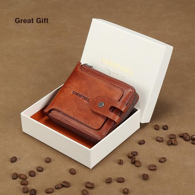 Men's brand buckle driver's license zipper genuine leather wallet, large - Image 5