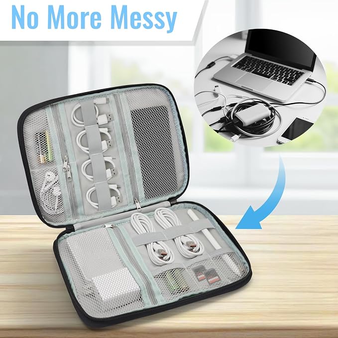 Personalized Electronics Organizer Travel Case Custom Name Cord Storage Bag - Image 3