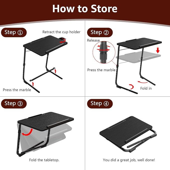 Adjustable TV Tray Black Dinner - Image 6