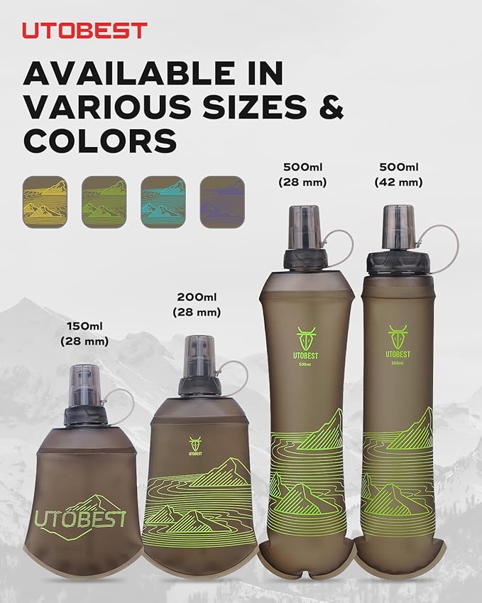 UTOBEST 500ml Soft Flask, 2 Pack Flexible TPU Hydration Water Bottle, - Image 6