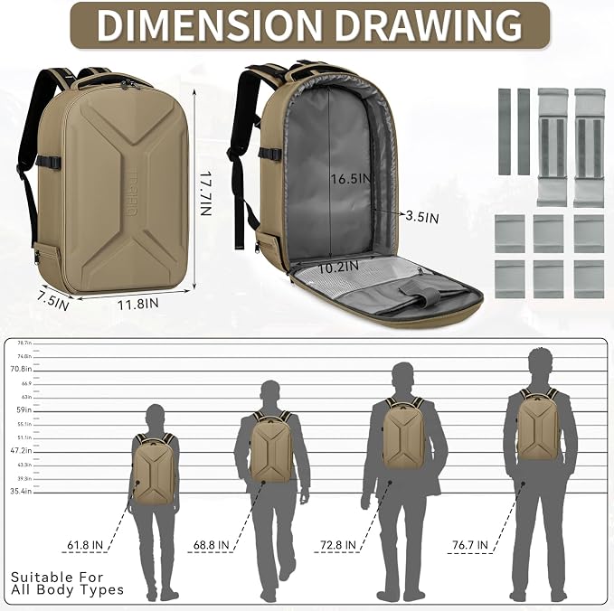 TORIBIO Camera Backpack, Hardshell DSLR Photography Camera Bag, Waterproof Hard - Image 3