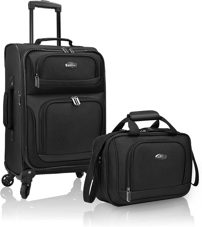U.S. Traveler Lightweight Rolling 20" Carry On Luggage Softside Suitcase by USTraveler