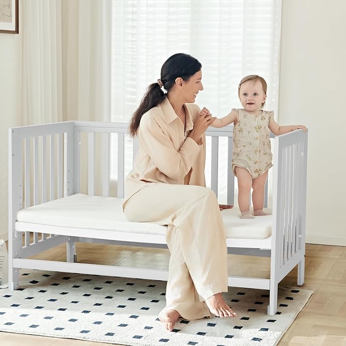 EvoNest Baby Crib, 6 in 1 Convertible Mini Crib - Image 4