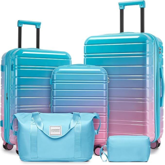 LARVENDER Luggage Sets 5 Piece Hardside Expandable Suitcase by LARVENDER