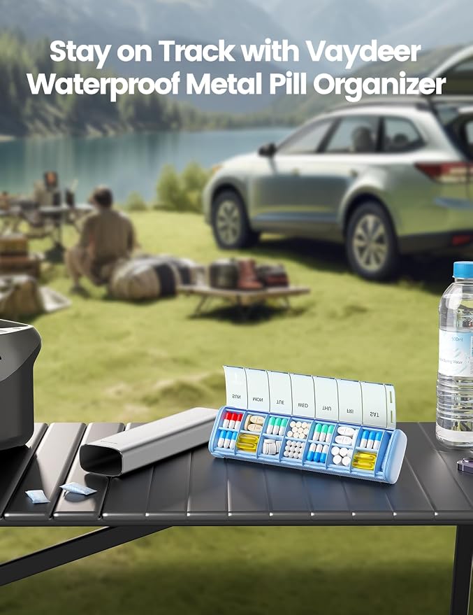 Vaydeer 7 Day Weekly Pill Organizer, Metal Travel Pill Case, Large Capacity - Image 6