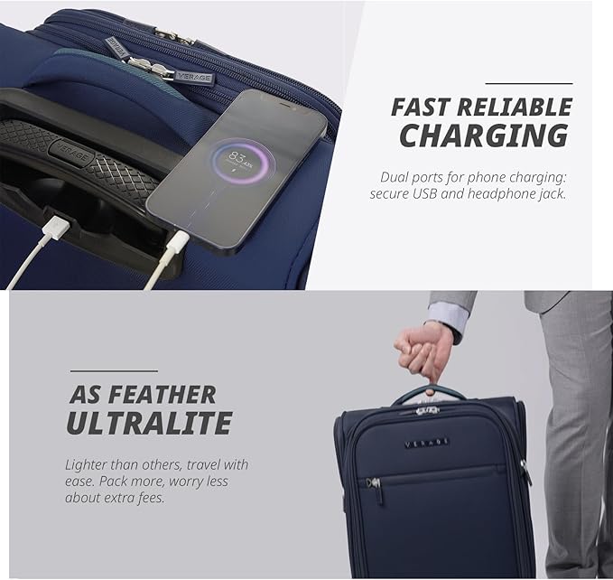 Verage Under Seat Luggage with Wheels, Softside Small Suitcase Spinner Carry On - Image 6