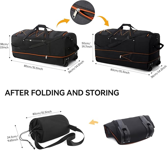 CONTAIL 32" Soft-Sided Rolling Duffle Bag - Image 3