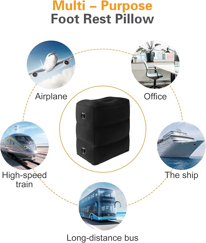 Sunany Inflatable Foot Rest Pillow, Adults Airplane Travel Pillow-Adjustable - Image 8