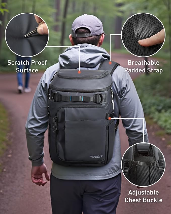 TOURIT 38 Cans Backpack Cooler: Leak Proof Waterproof 2 Insulated Compartments - Image 7