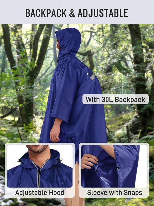 SaphiRose Hooded Rain Poncho Waterproof Raincoat Jacket - Image 6