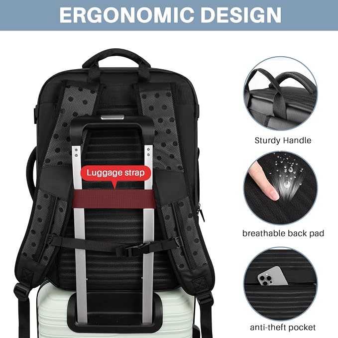 Travel Backpack Carry On Flight Approved, Lightweight Large Travel Backpack - Image 6