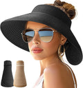 NPJY Sun Hats for Women Wide Brim Roll-Up Beach Ponytail Hat Packable Foldable by Unknown