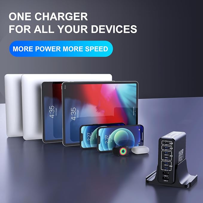Aftertop 250W USB C Charger, 8-Ports PD3.1 140W Fast Charging Station, Compact - Image 5