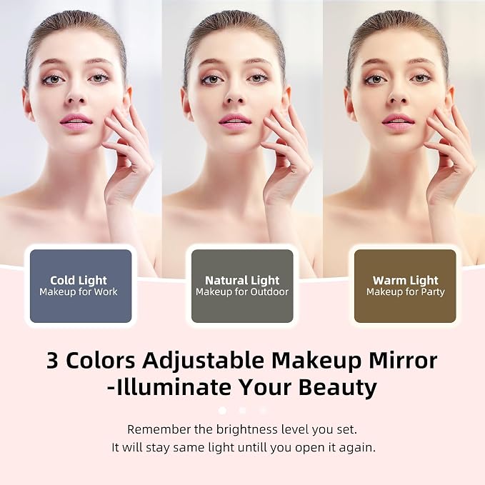 Travel Makeup Bag with LED Mirror – Waterproof Cosmetic Train Case with - Image 2